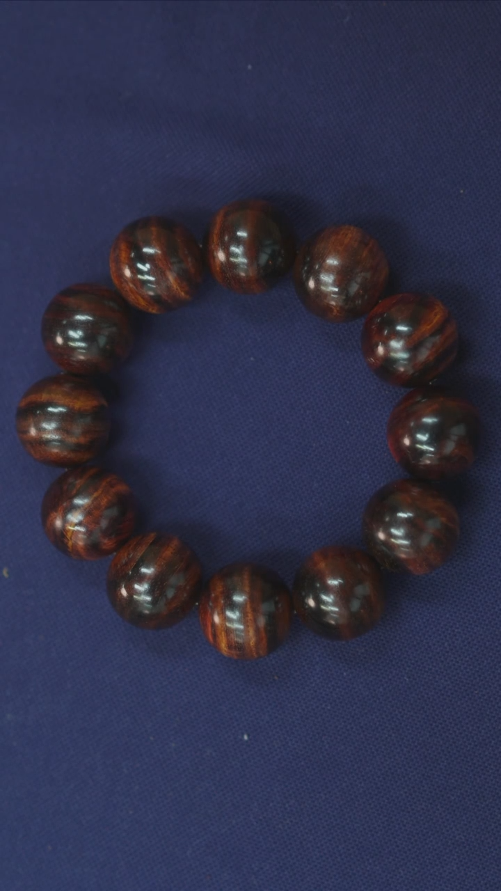 黄花梨/降香黄檀海南黄花梨霸王岭紫油梨黄金线条2.0手串（399）