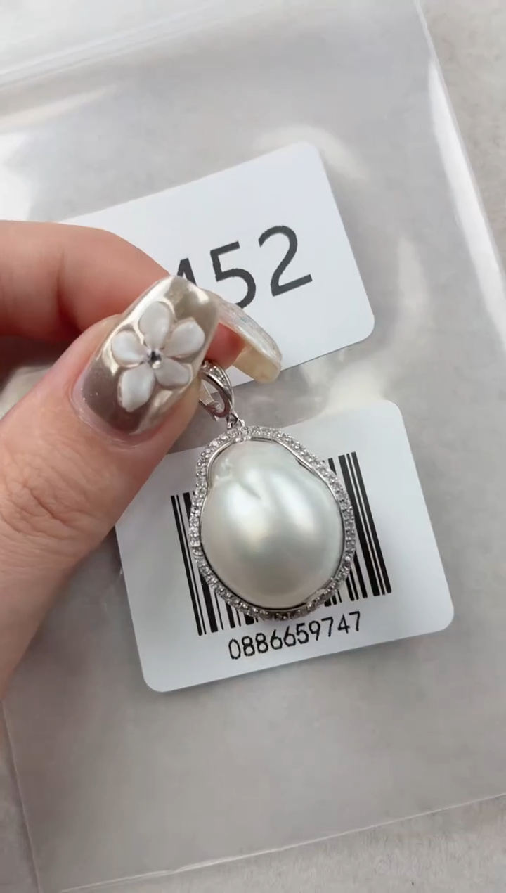 银S925镶嵌吊坠海水珍珠Z452