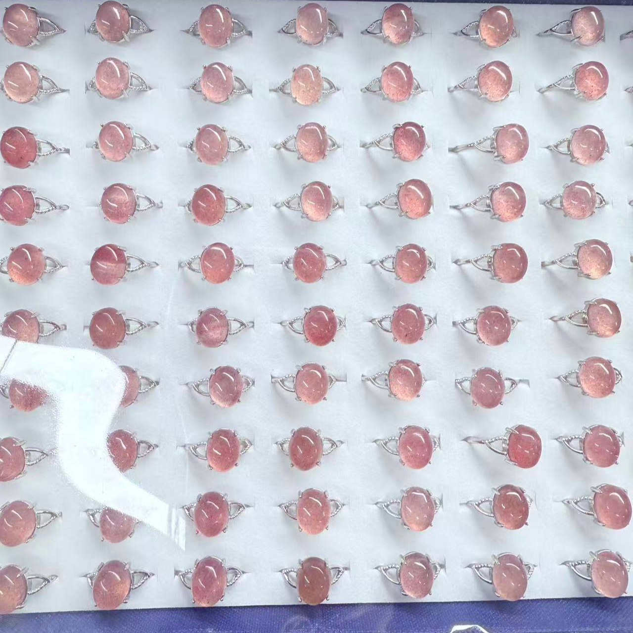 cb4394 草莓晶戒指 百搭水晶戒指