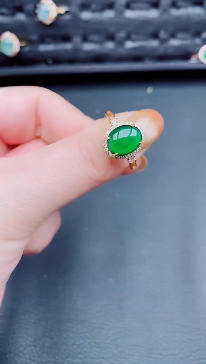 【闪购商品】翡翠戒指银S925镶嵌天然a货翡翠259