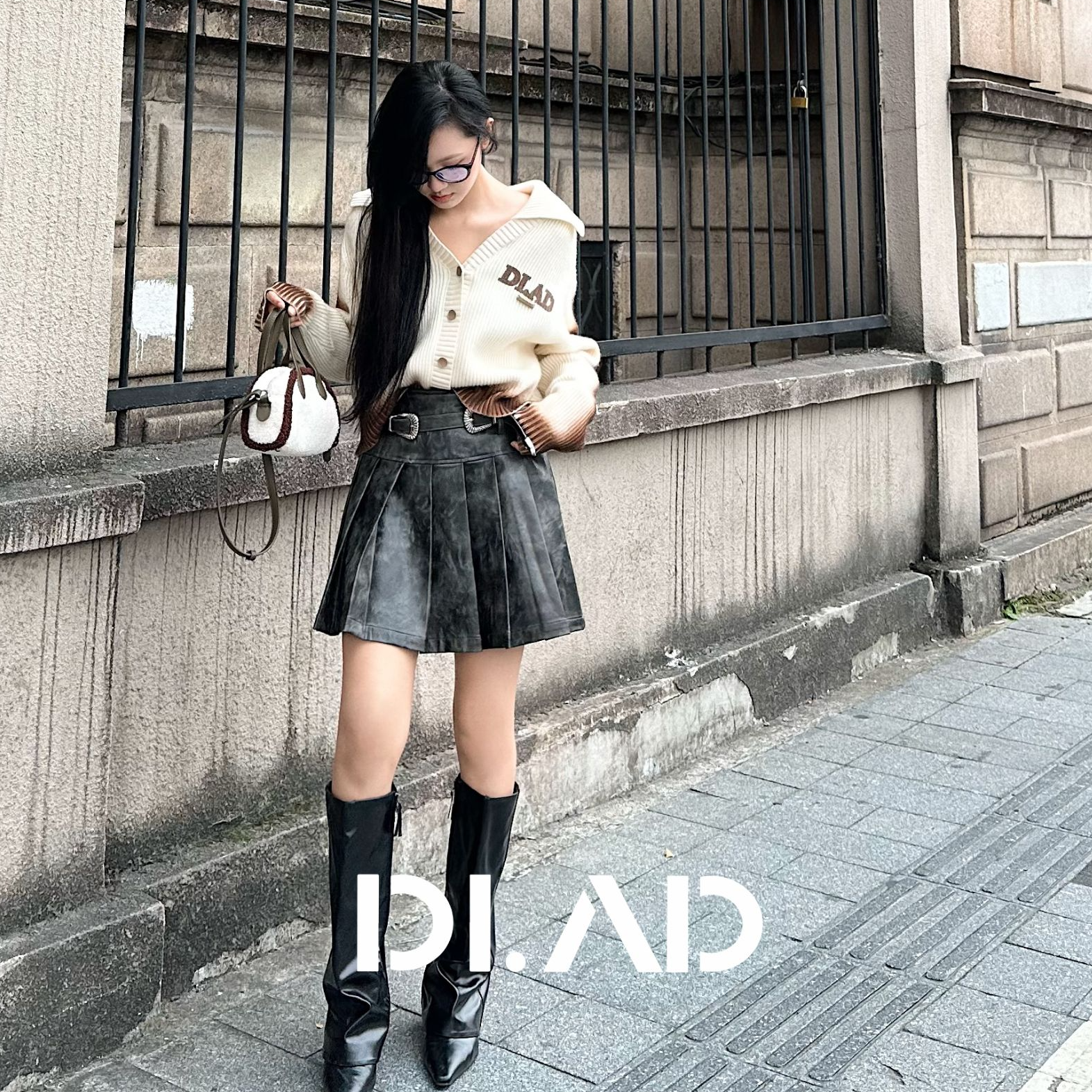 【达人专属】DI.AD 百褶裙短裙秋冬皮半身裙DD454520Q2