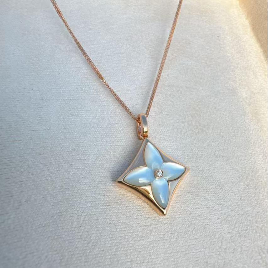 18K金老花吊坠-不含链