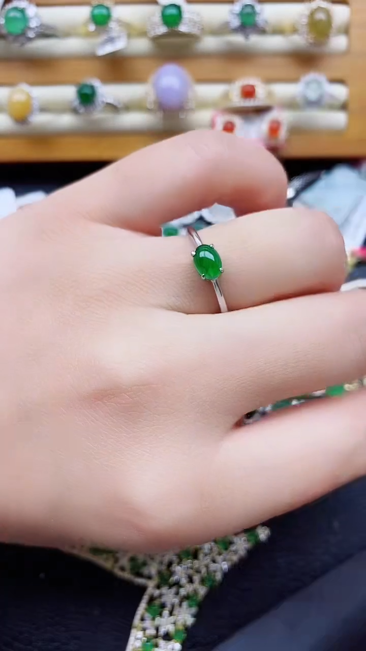 银S925镶嵌戒指翡翠1
