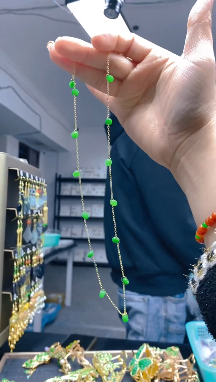【闪购商品】翡翠耳饰合金0390翡翠锁骨链