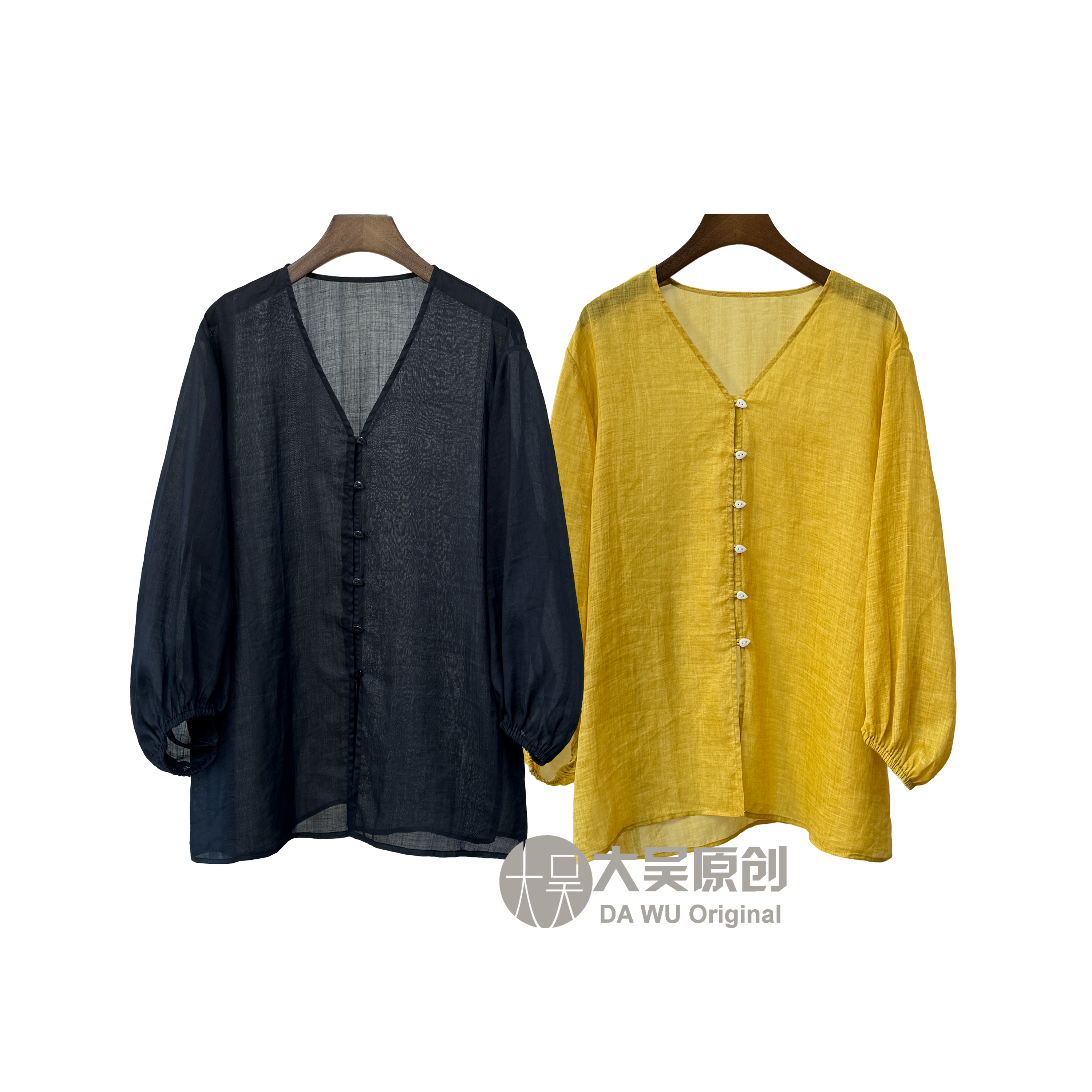 《大吴原创》“轻风”夏季100%苎麻小衫轻薄透气V领上衣极简松弛感
