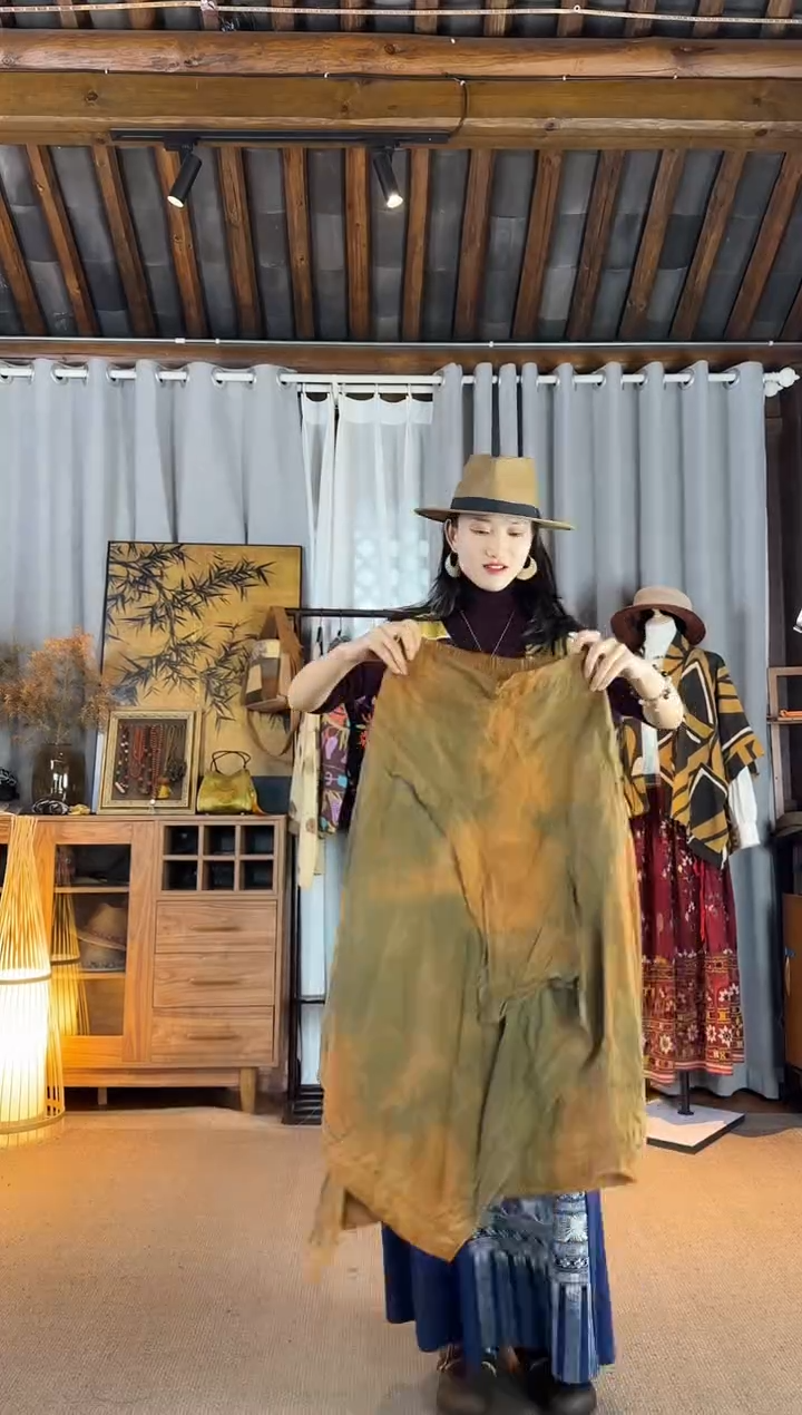 _*设计师款柿子蓝染不规则半裙