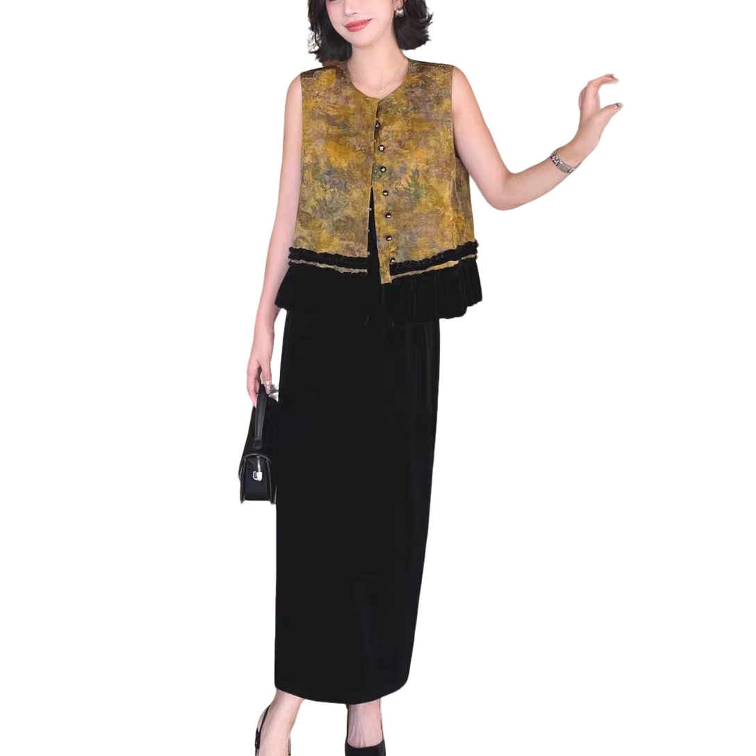 专柜正品【迷荟女装】新中式国风马甲女新款高级感气质坎肩背心6351