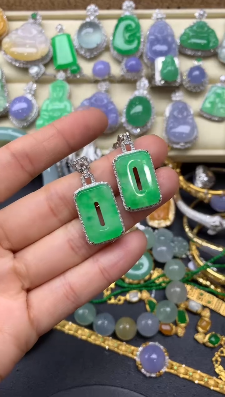 【闪购商品】翡翠耳饰18K金镶嵌574-中国好珍宝