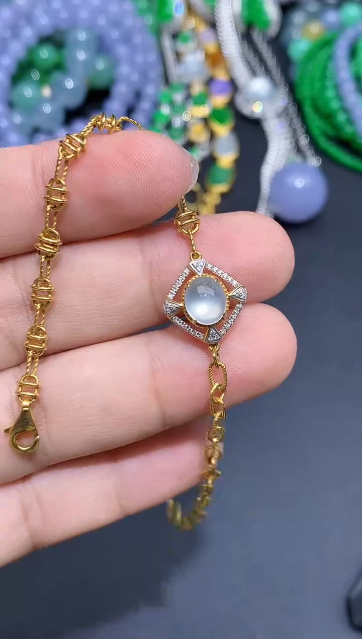 18K金镶嵌手链翡翠449-春日珠宝