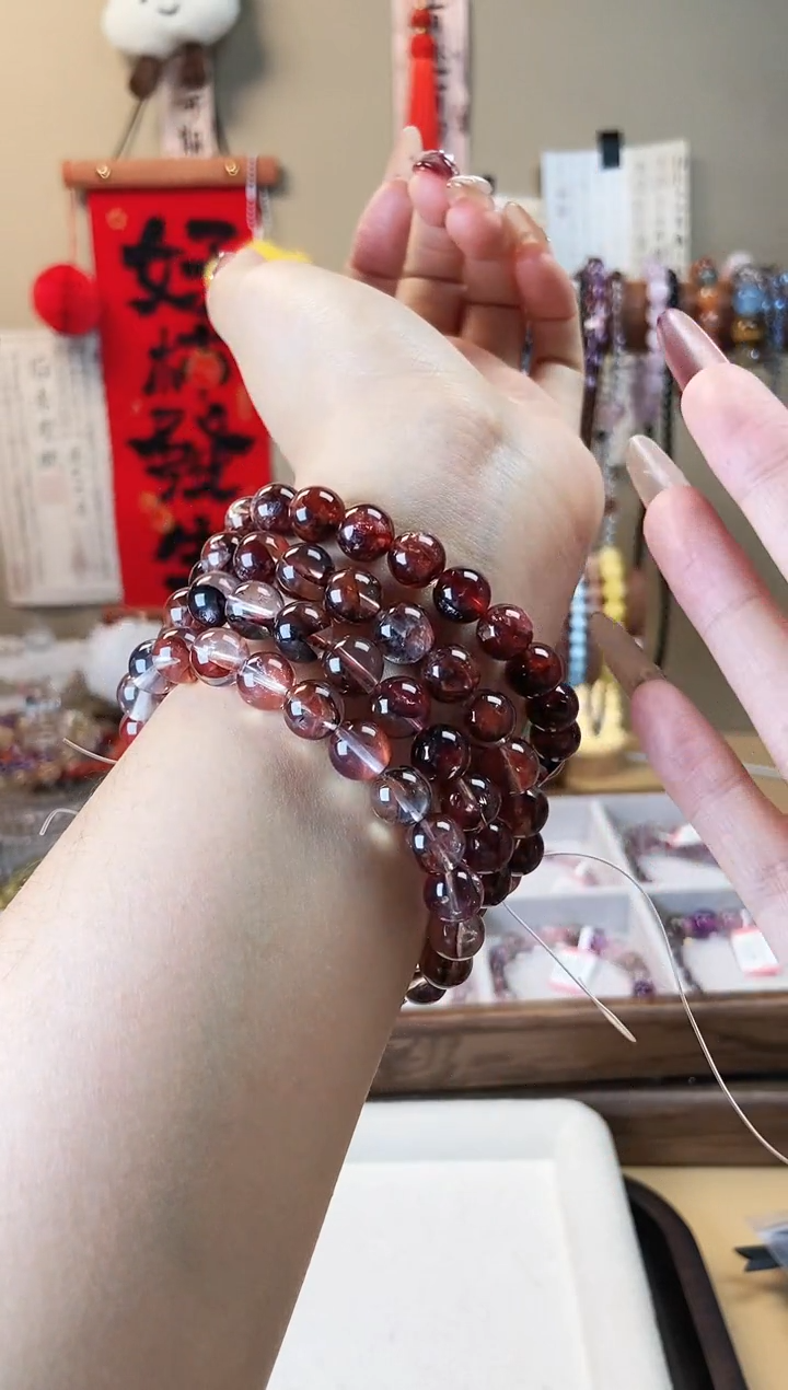 【闪购商品】水晶手链未镶嵌9m红胶花