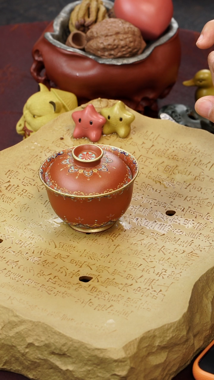 茶壶紫砂元宝珐琅盖碗