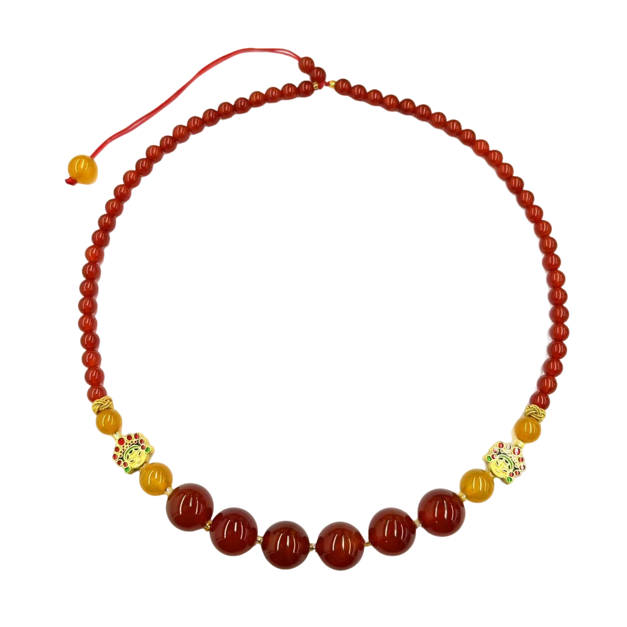 【符老板】x690-国风气质设计款血离子玛瑙圆珠项链-赠礼盒