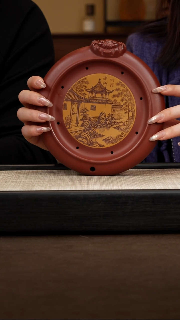 茶壶紫砂【P004】亭台楼阁壶承