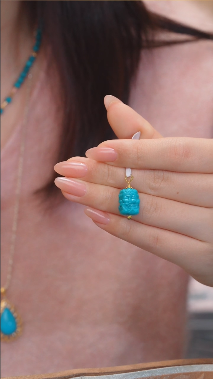 【闪购商品】绿松石吊坠不含链18K金镶嵌多样性发 @@N6847