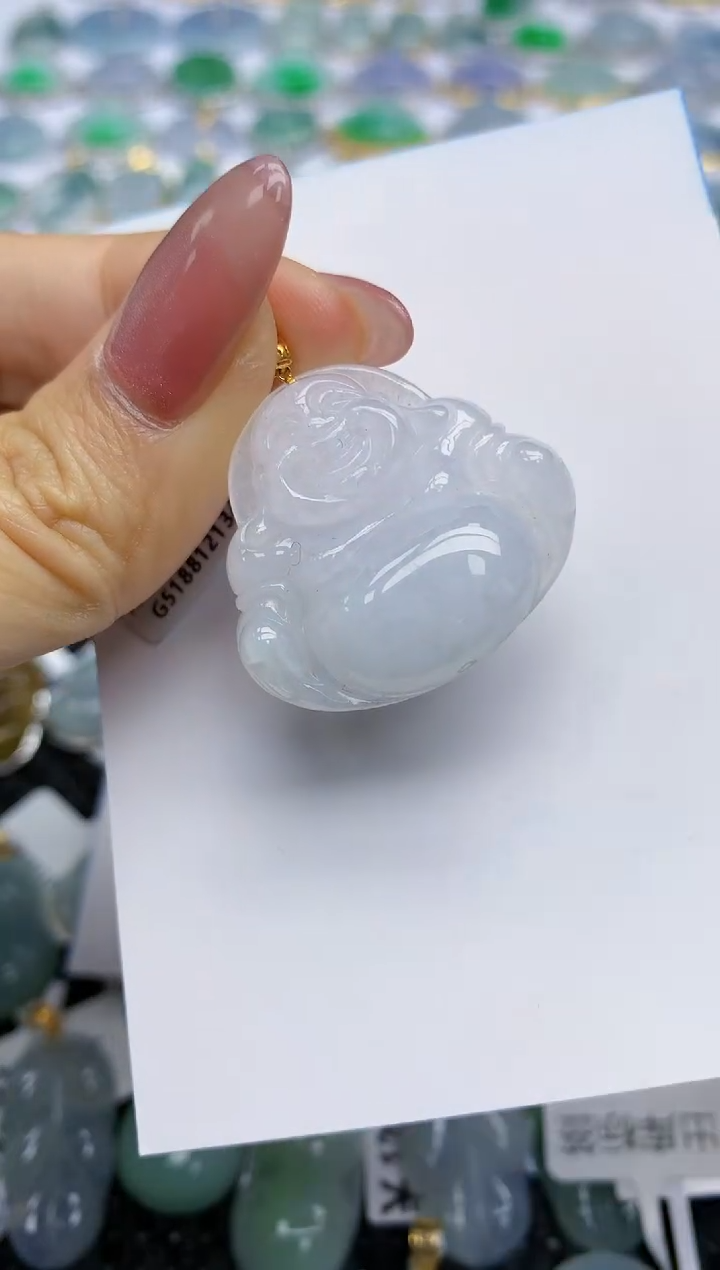 【闪购商品】翡翠挂件18K金镶嵌天然翡翠A货