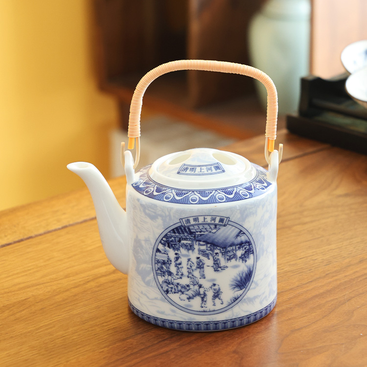 瓷韵优品 青花清明上河图提梁壶家用防烫泡茶壶凉水壶-5030