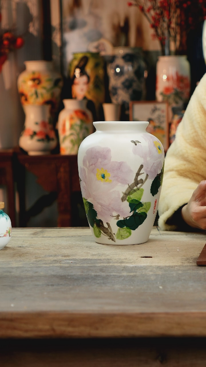 【闪购商品】瓷片景德镇纯手工釉下彩精品花瓶