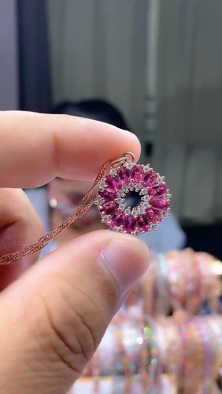 【闪购商品】碧玺吊坠银S925镶嵌34354354354