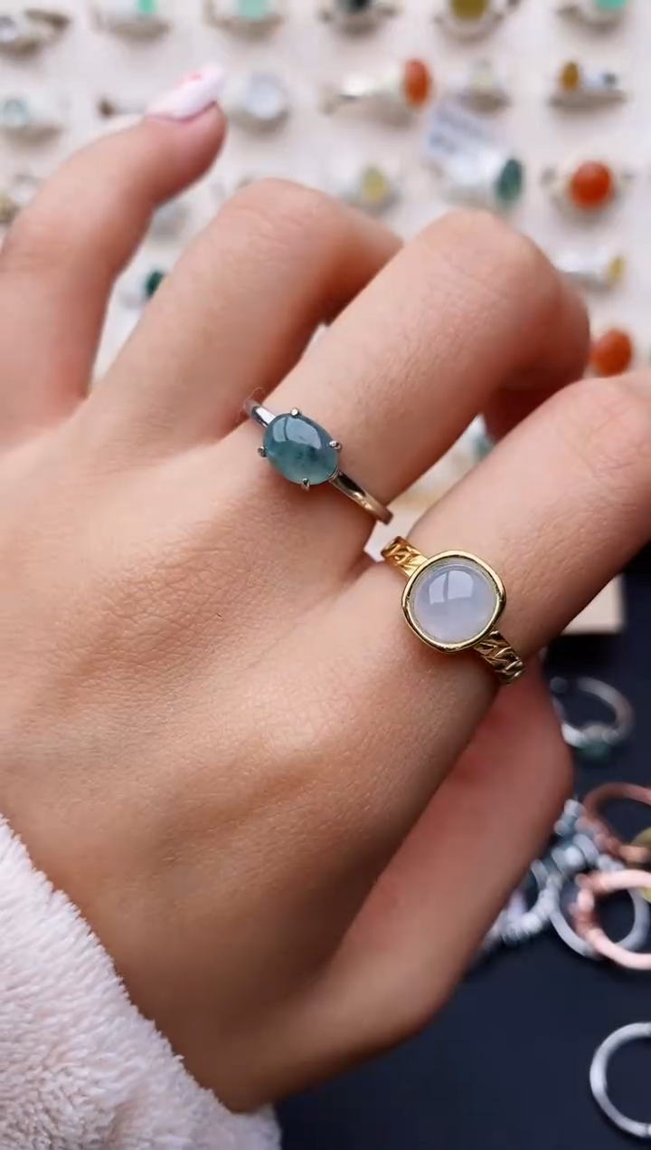 【闪购商品】翡翠戒指银S925镶嵌缅甸翡翠