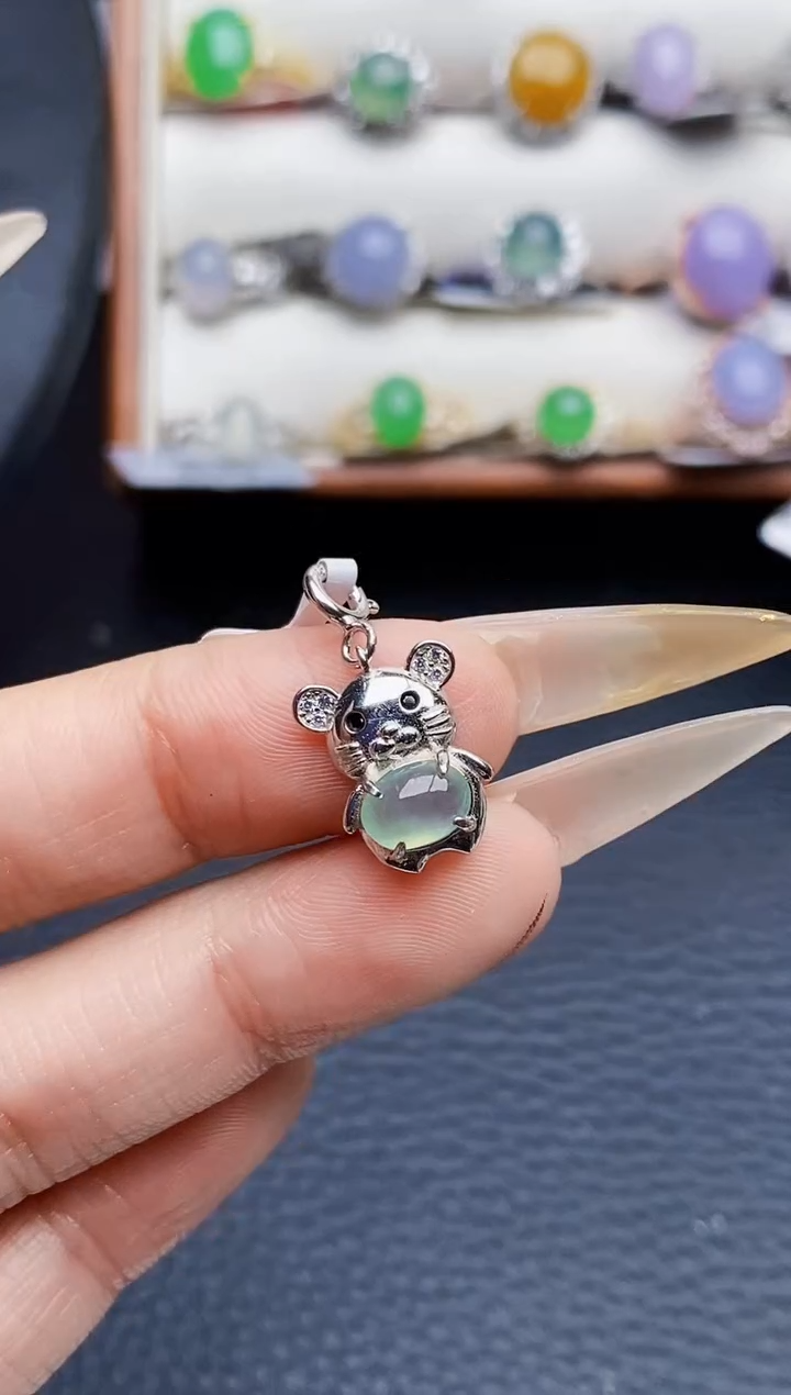 银S925镶嵌戒指翡翠0010