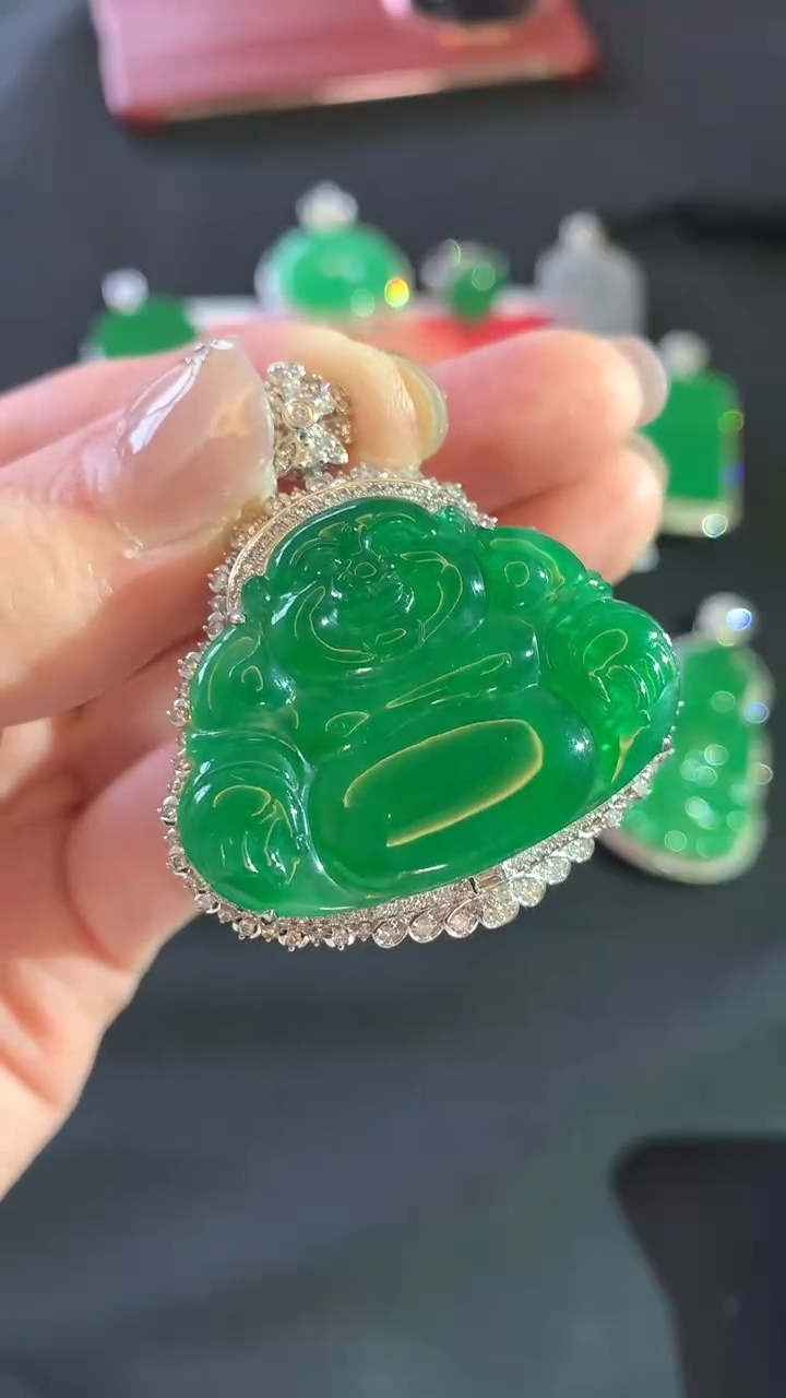 【闪购商品】翡翠18K金镶嵌吊坠(不含链)佛公不退不换|29800+0