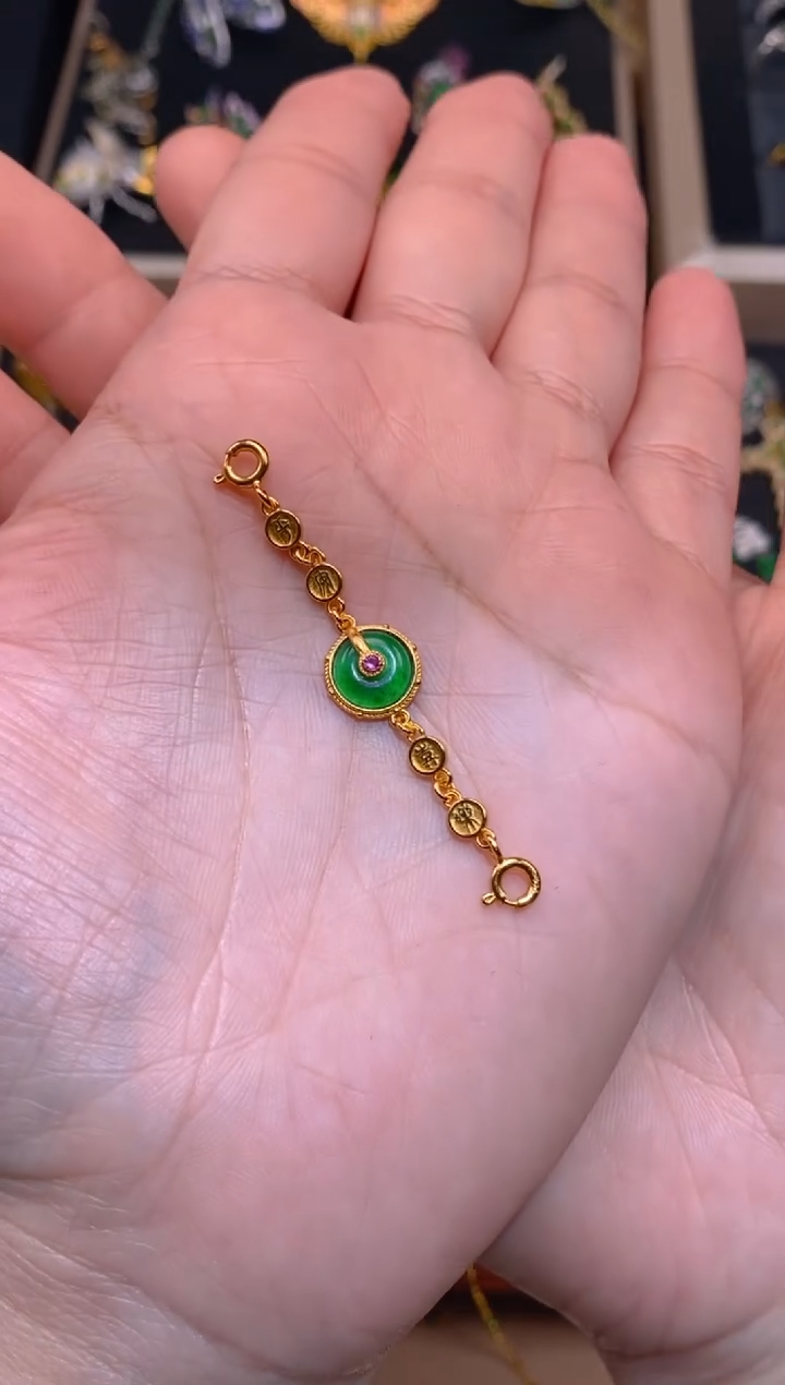 【闪购商品】翡翠吊坠(不含链)银S925镶嵌平安扣延长链