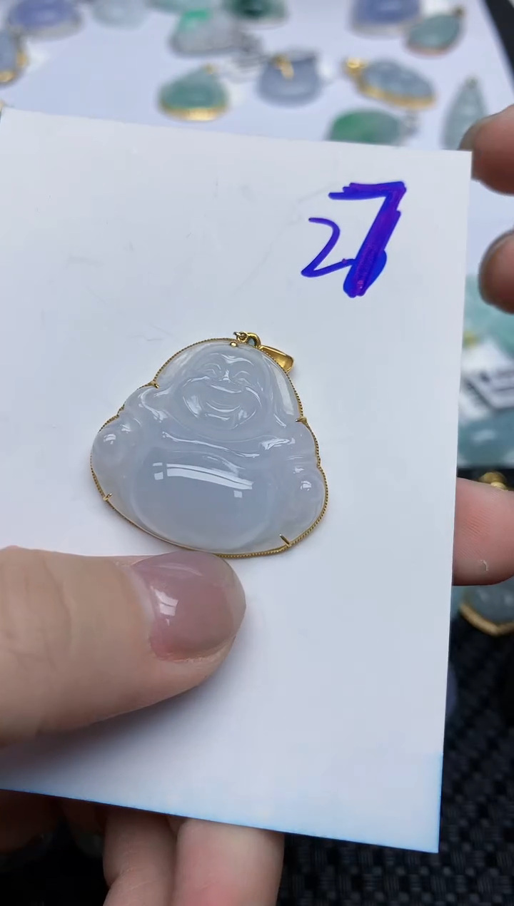 【闪购商品】翡翠颈饰18K金镶嵌天然翡翠A货