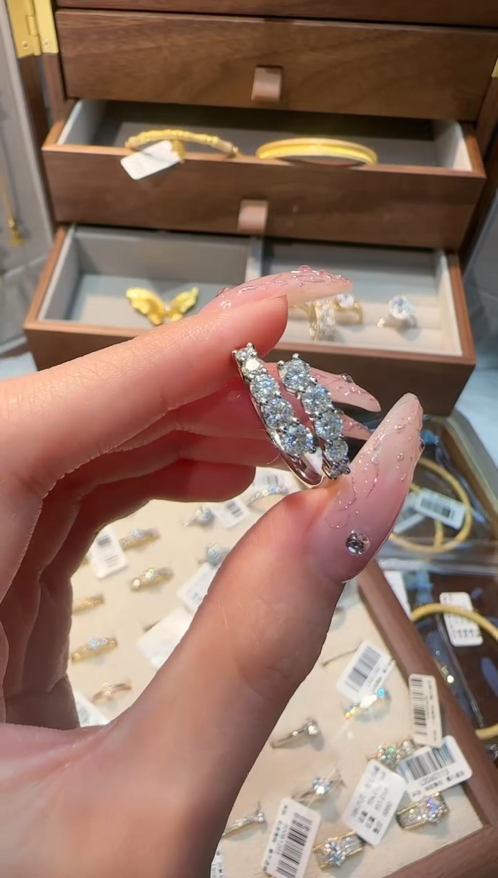 【闪购商品】钻石戒指/指环18K金镶嵌双排钻戒12#20#