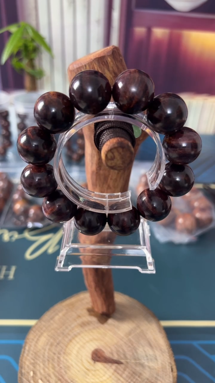 黄花梨/降香黄檀马**蹄海南黄花梨2.0帝王紫水波纹手串