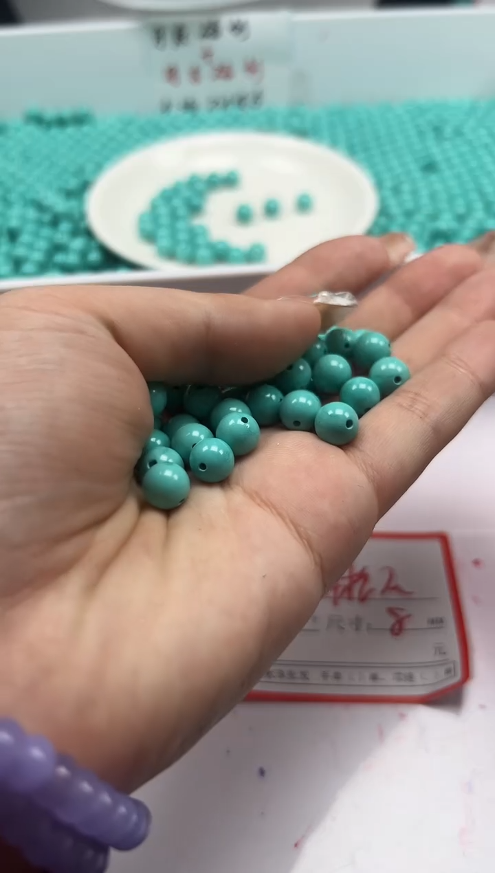 未镶嵌颈饰玛瑙/玉髓W408高瓷绿*松8mm*25颗