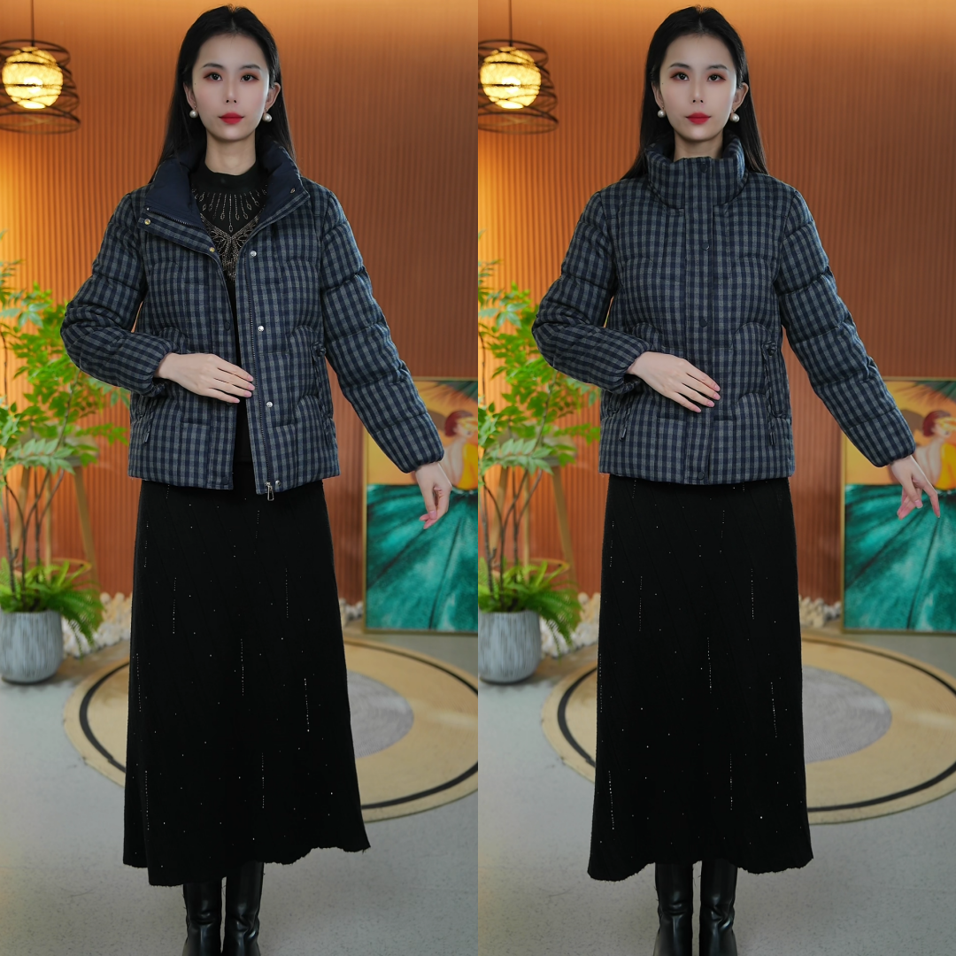 冬季新款洋气国风羽丝棉妈妈装提花加厚棉服时尚气质短款保暖棉衣