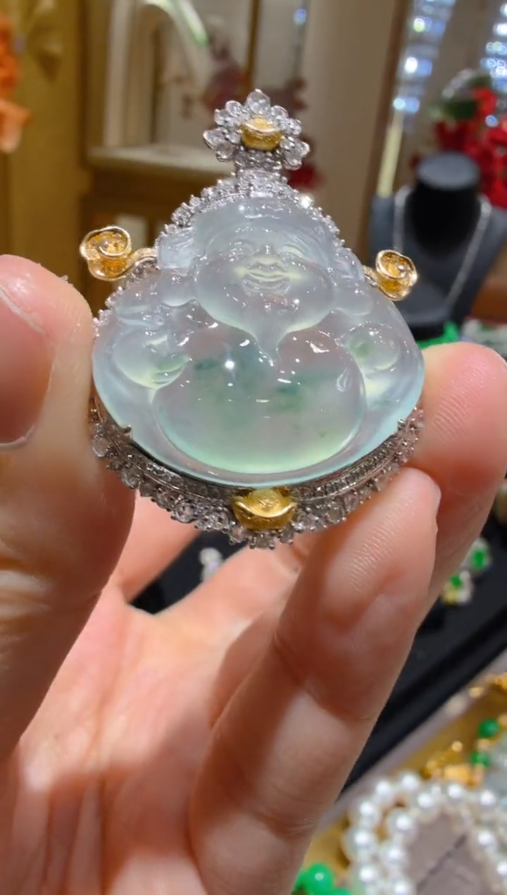 吊坠(不含链)18K金镶嵌翡翠多样性团购发一件