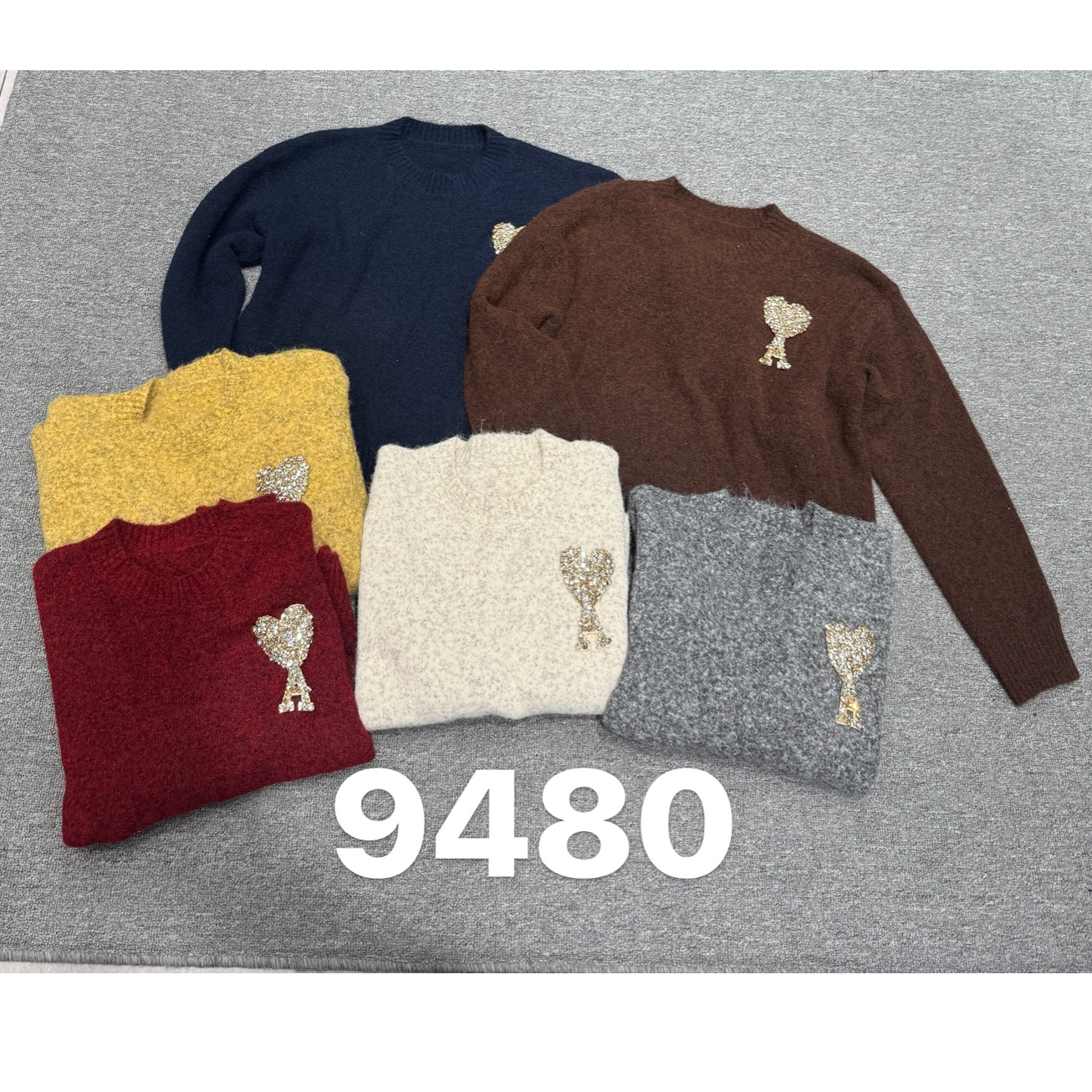 9480六色重磅质感爱心净板时尚百搭上衣毛衣