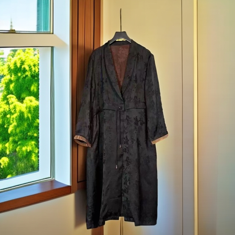 【久久】花萝香云纱温柔气质中式改良裙长款桑蚕丝国风连衣裙碎花