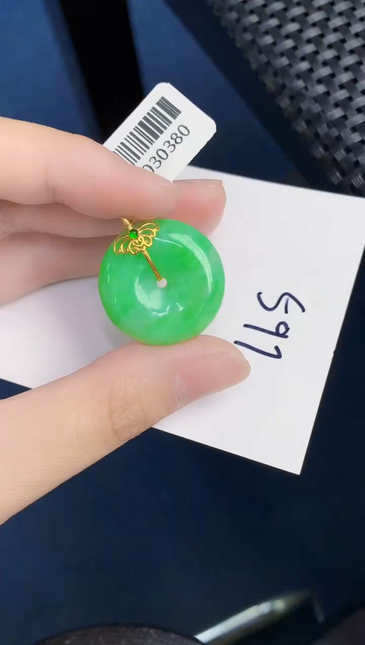 翡翠18K金镶嵌颈饰000000000