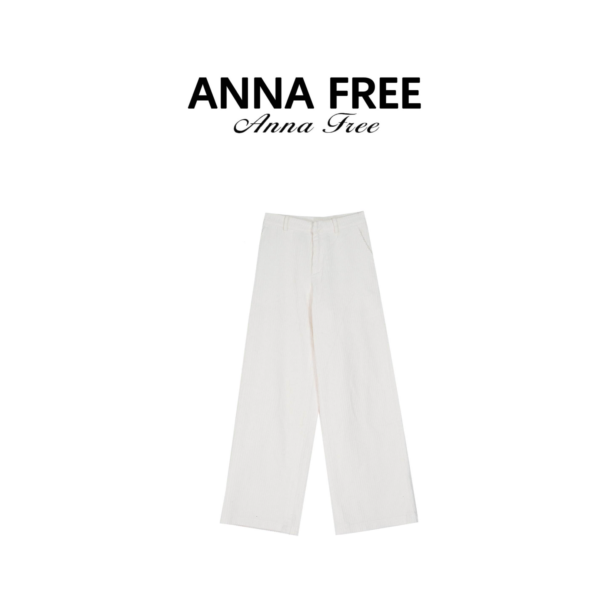 ANNA FREE 秋冬新款白色纯色极简宽松直筒阔腿裤女显瘦ZCK251086 
