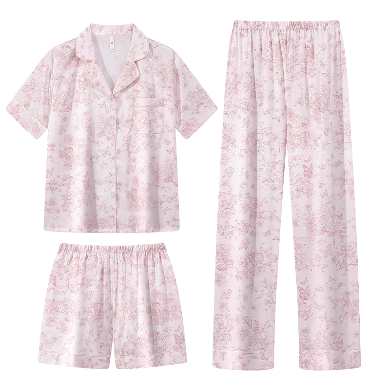 编码【001-099】清仓出贡缎软丝高级感丝质女睡衣家居服套装可外穿