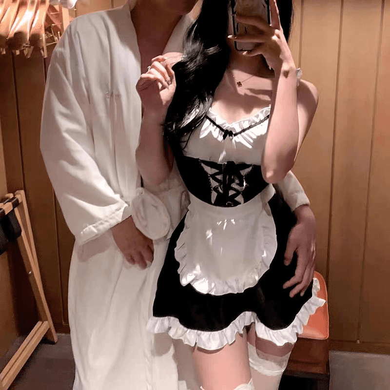 性感战袍连衣裙蕾丝大码网红情侣连体hellokitty黑色后妈裙小妈裙