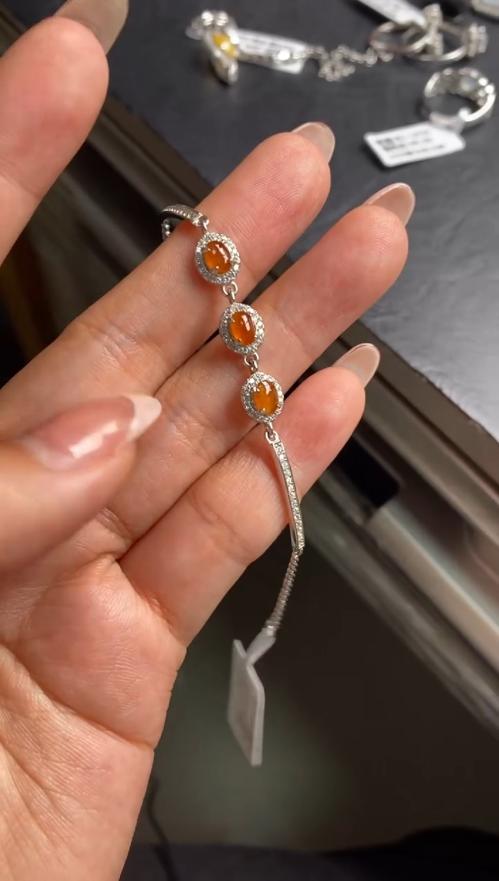 银S925镶嵌戒指翡翠天然A货翡翠