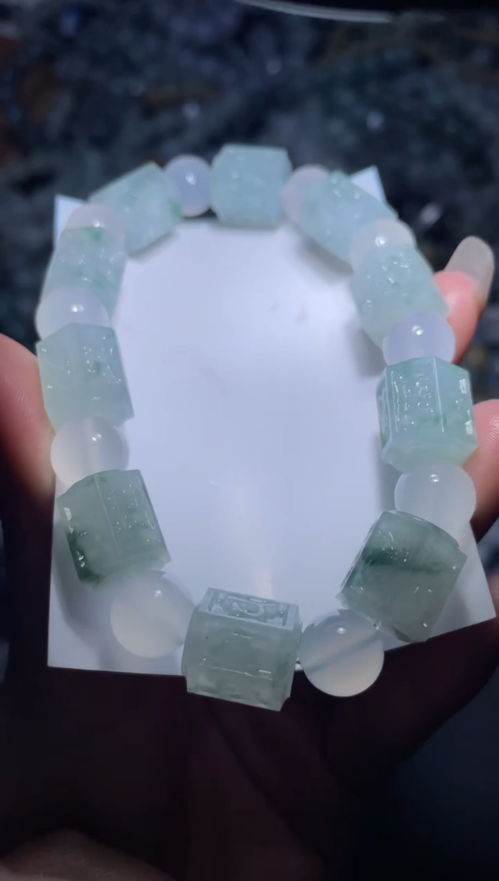 【闪购商品】定制翡翠未镶嵌天然缅甸A货翡翠手串27