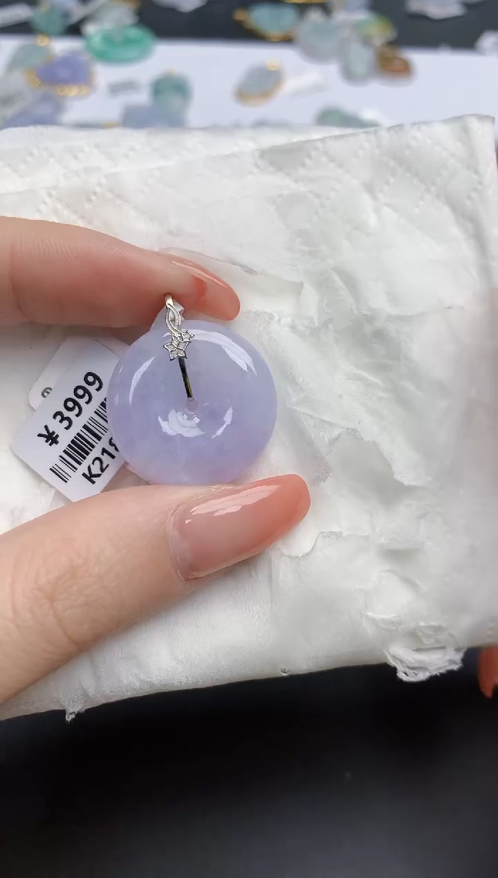 【闪购商品】翡翠颈饰18K金镶嵌天然缅甸翡翠A货