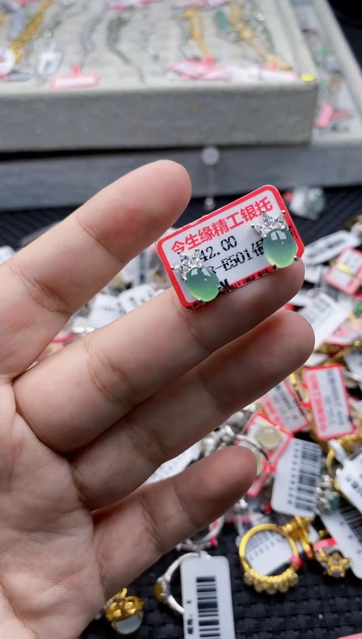 翡翠银S925镶嵌戒指9999---1