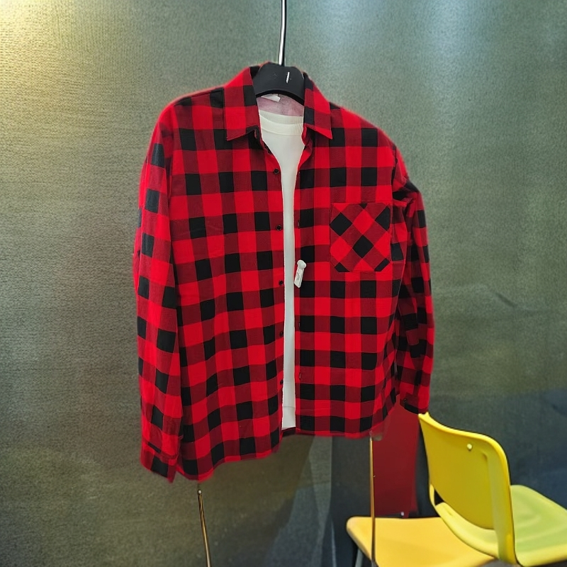 衬衫春秋格子长袖新款复古宽松百搭休闲外套潮流春季