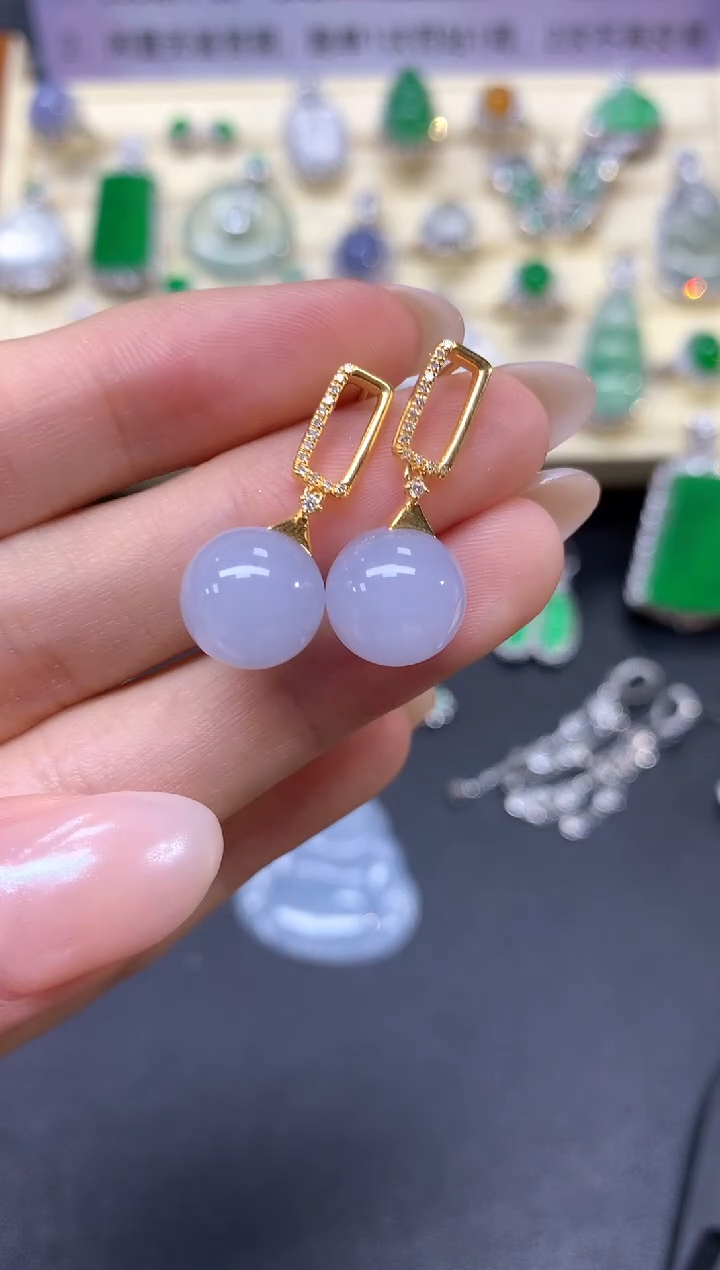 【闪购商品】翡翠耳饰18K金镶嵌耳饰|3300+330