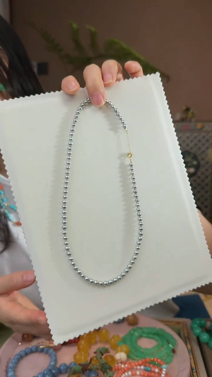 项链18K金镶嵌海水珍珠?*乐天然真多麻珍珠项链