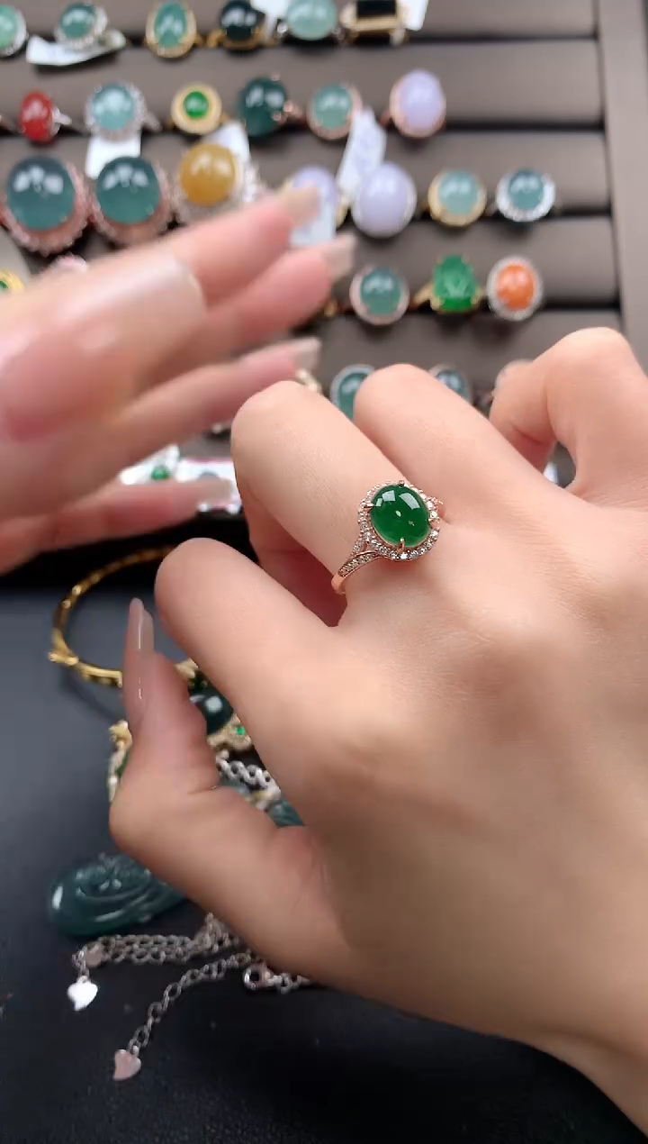 【闪购商品】翡翠戒指银S925镶嵌4343