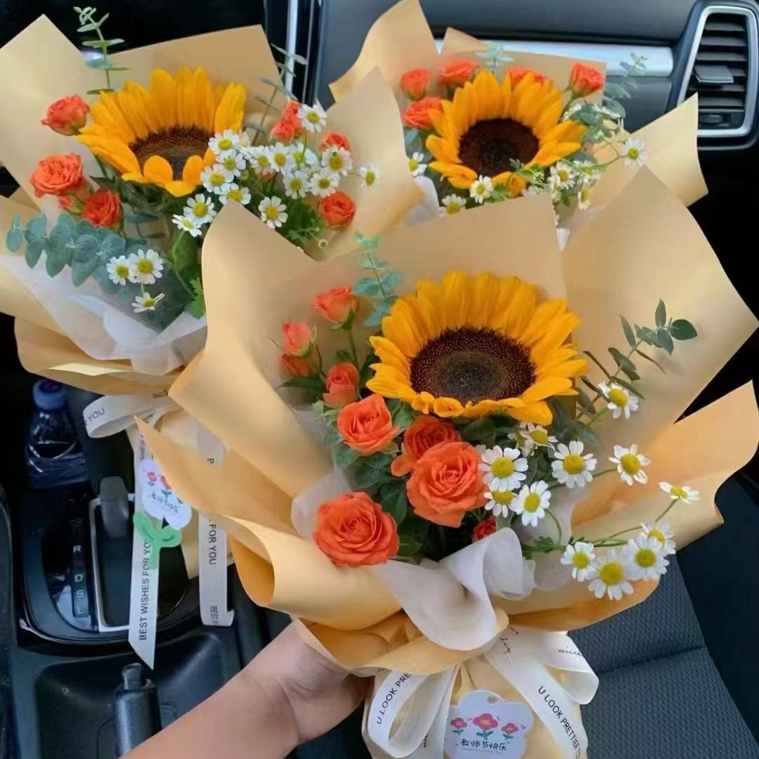 向日葵鲜花一朵向日葵混搭小花束教师节花束毕业花束送老师鲜花