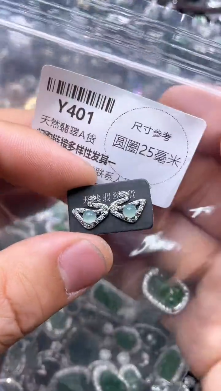 【闪购商品】翡翠颈饰未镶嵌Y401耳钉