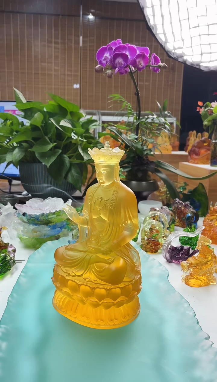 手工艺品琉璃琥珀色地藏菩萨20公分