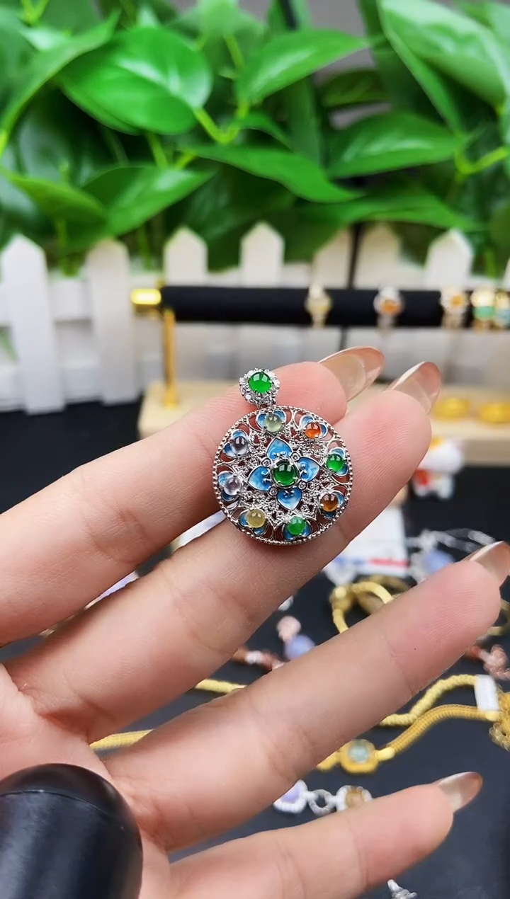 颈饰银S925镶嵌翡翠12